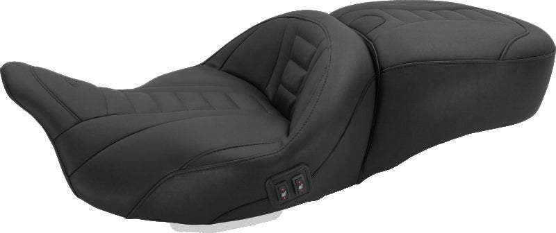 Mustang 08-21 Harley Electra Glide, Rd Glide, Rd King, Str Glide Heated 1PC Seat Deluxe-Black One-Piece Motorcycle Seats Mustang Motorcycle
