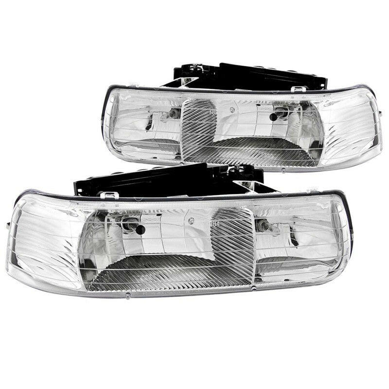 ANZO 1999-2002 Chevrolet Silverado 1500 Crystal Headlights Chrome Headlights ANZO