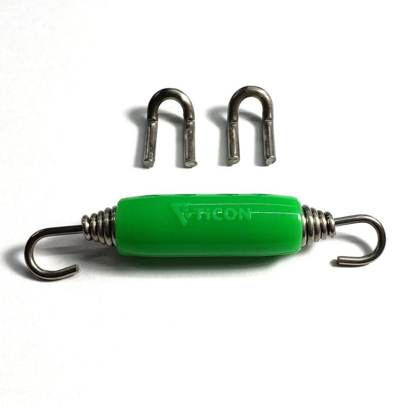 Ticon Industries Green Silicone Titanium Spring Tab and Spring Kit (2 Tabs/1 Spring) - Single Kit Exhaust Hooks Ticon