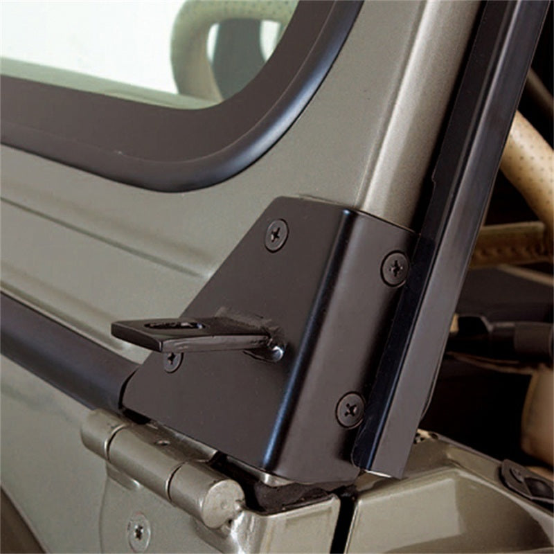 Rugged Ridge 76-95 Jeep CJ/YJ Black Windshield Hinge Light Brackets Brackets Rugged Ridge