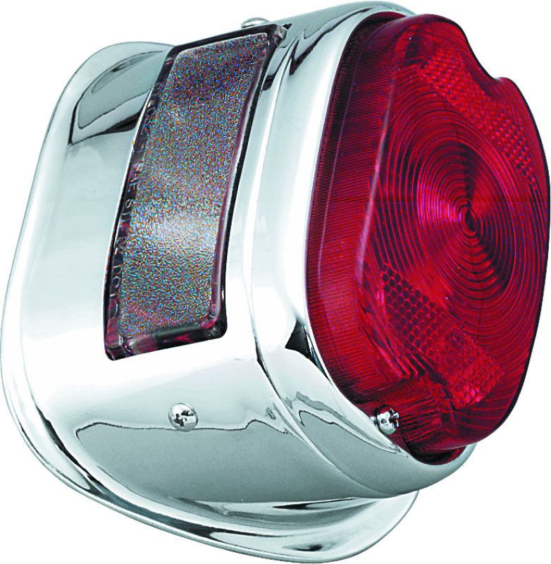 Bikers Choice 56-72 Big Twin & XL Chrome Taillight W/Red Lens & Top License Light Repl H-D 68010-64B Tail Lights Bikers Choice