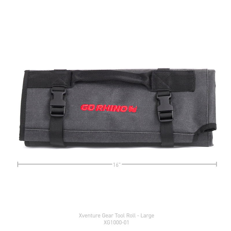 Go Rhino XVenture Gear Tool Roll Large (7x7in. Closed) 12oz Waxed Canvas - Black Cargo Boxes & Bags Go Rhino