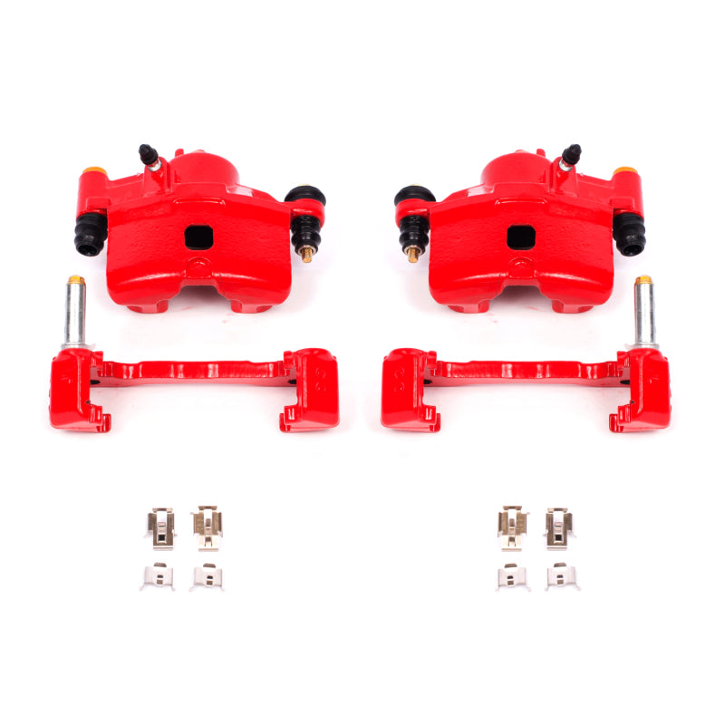 Power Stop 90-00 Honda Civic Front Red Calipers w/Brackets - Pair Brake Calipers - Perf PowerStop