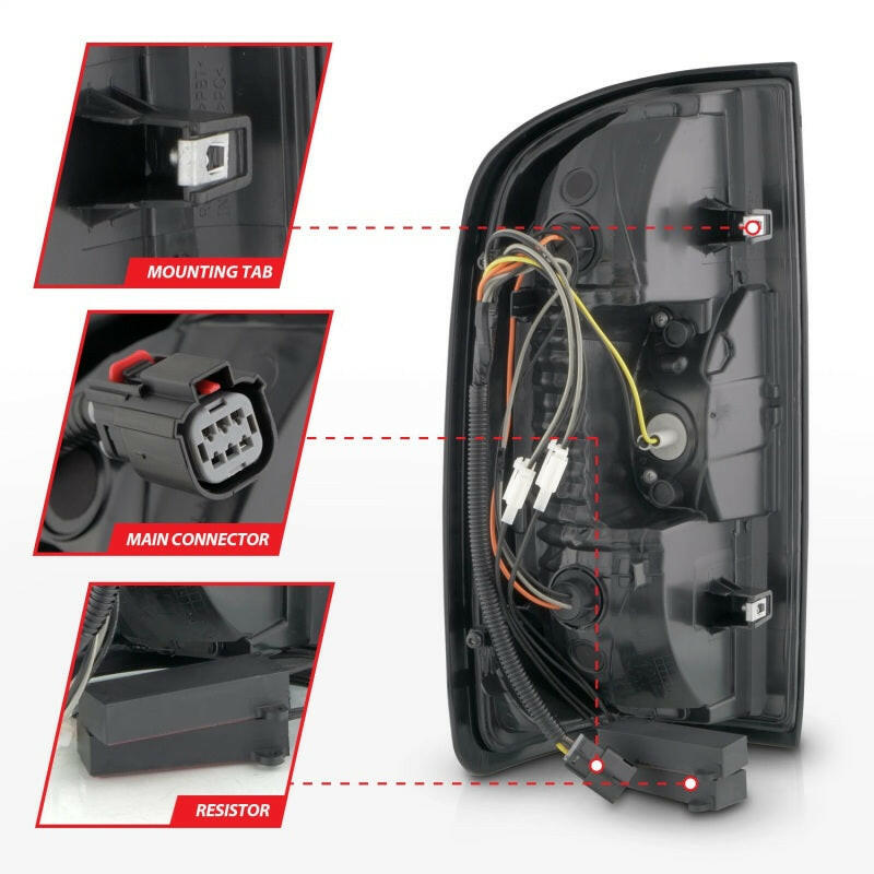 ANZO 15-21 GMC Canyon Full LED Taillights w/ Red Lightbar Black Housing/Clear Lens Tail Lights ANZO