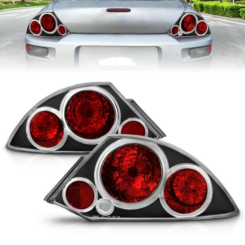 ANZO 2000-2005 Mitsubishi Eclipse Taillights Black Tail Lights ANZO