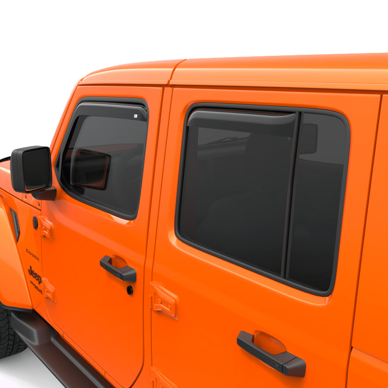 EGR 2018 jeep Wrangler JL SlimLine In-Channel WindowVisors Set of 4 - Dark Smoke Wind Deflectors EGR