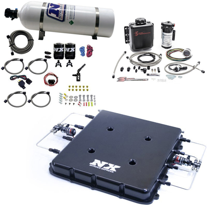 Nitrous Express Nitrous & Water Injection Kit w/Billet LT4 Supercharger Lid w/15lb Bottle Nitrous Systems Nitrous Express