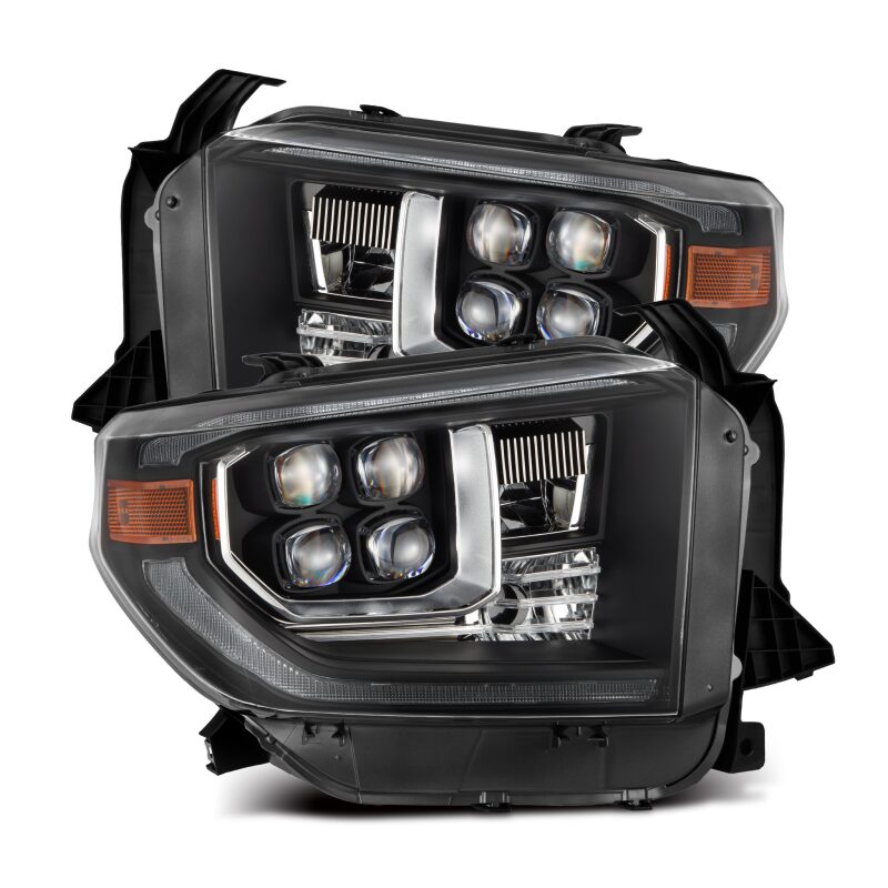 AlphaRex 14-21 Toyota Tundra NOVA-Series LED Proj Headlights Blk w/Actv Light & Seq. Sig + DRL Headlights AlphaRex