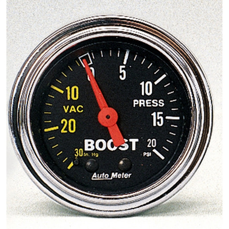 AutoMeter Gauge Vac/Boost 2-1/16in. 30Inhg-20PSI Mechanical Traditional Chrome Gauges AutoMeter