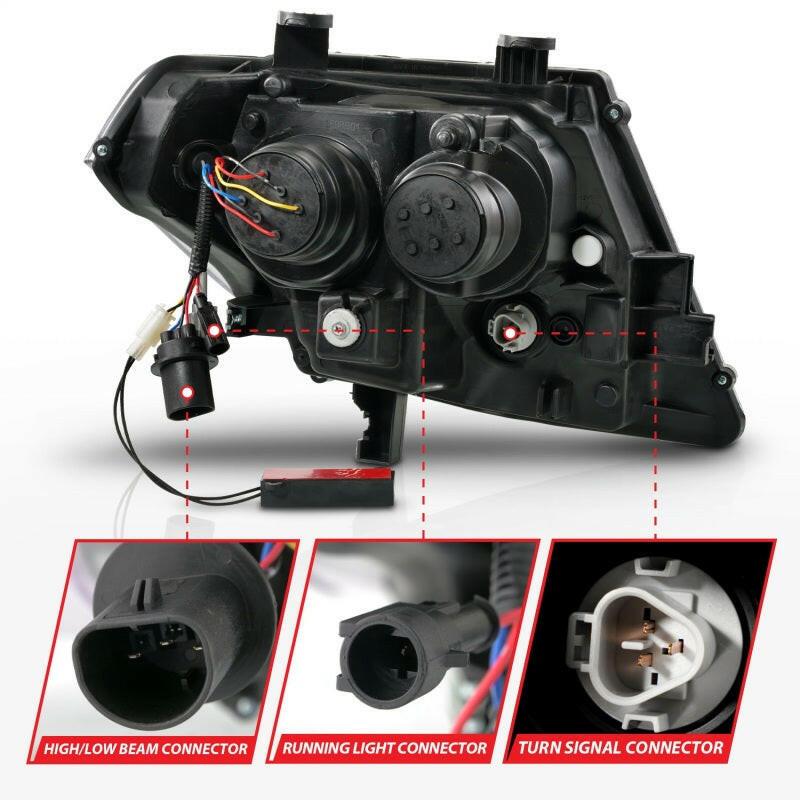 ANZO 09-20 Nissan Frontier Black Projector Plank Style DRL w/ Switchback & Sequential LED DRL Headlights ANZO