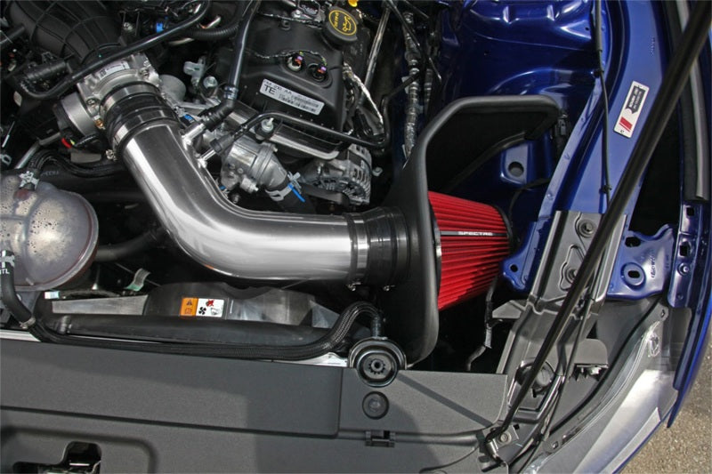 Spectre 15-16 Ford Mustang V6-3.7L F/I Air Intake Kit - Polished w/Red Filter Cold Air Intakes Spectre