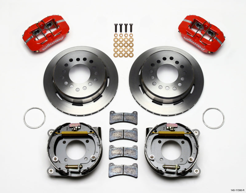 Wilwood Dynapro Low-Profile 11.00in P-Brake Kit - Red Chevy 12 Bolt 2.75in Off w/ C-Clips Big Brake Kits Wilwood