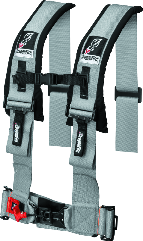 DragonFire Racing Harness H Style- 4-Point- 3in Buckle- Grey Seat Belts & Harnesses DragonFire Racing