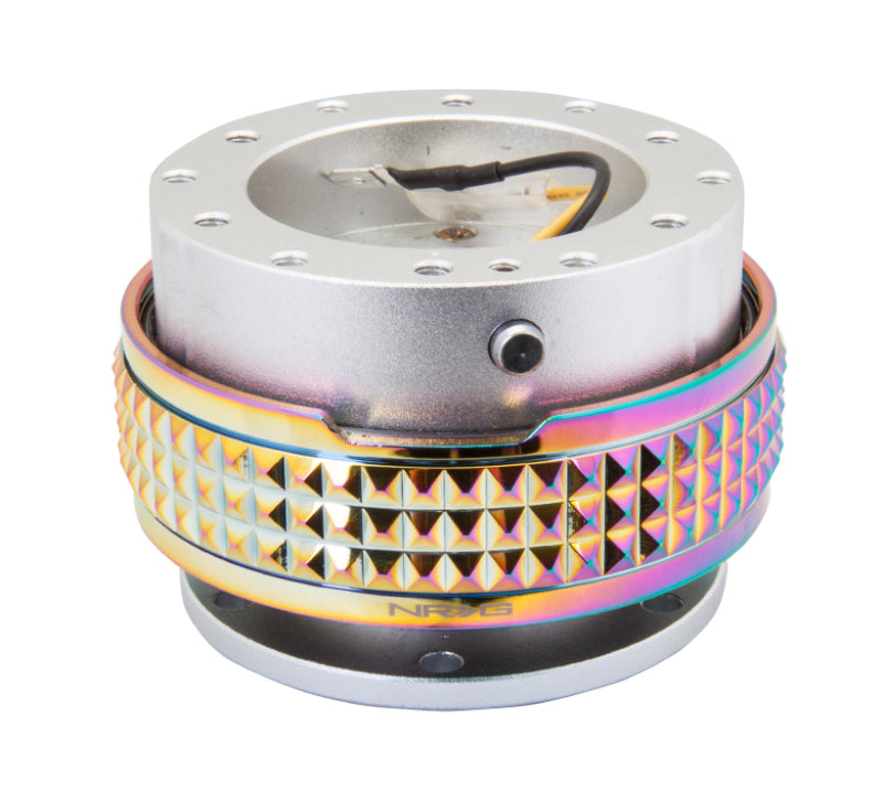 NRG Quick Release Kit - Pyramid Edition - Silver Body / Neochrome Pyramid Ring Quick Release Adapters NRG