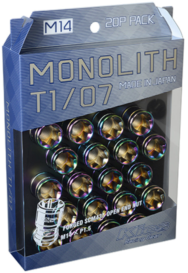 Project Kics 14 x 1.5 Neochrome T1/07 Monolith Lug Nuts - 20 Pcs Lug Nuts Project Kics