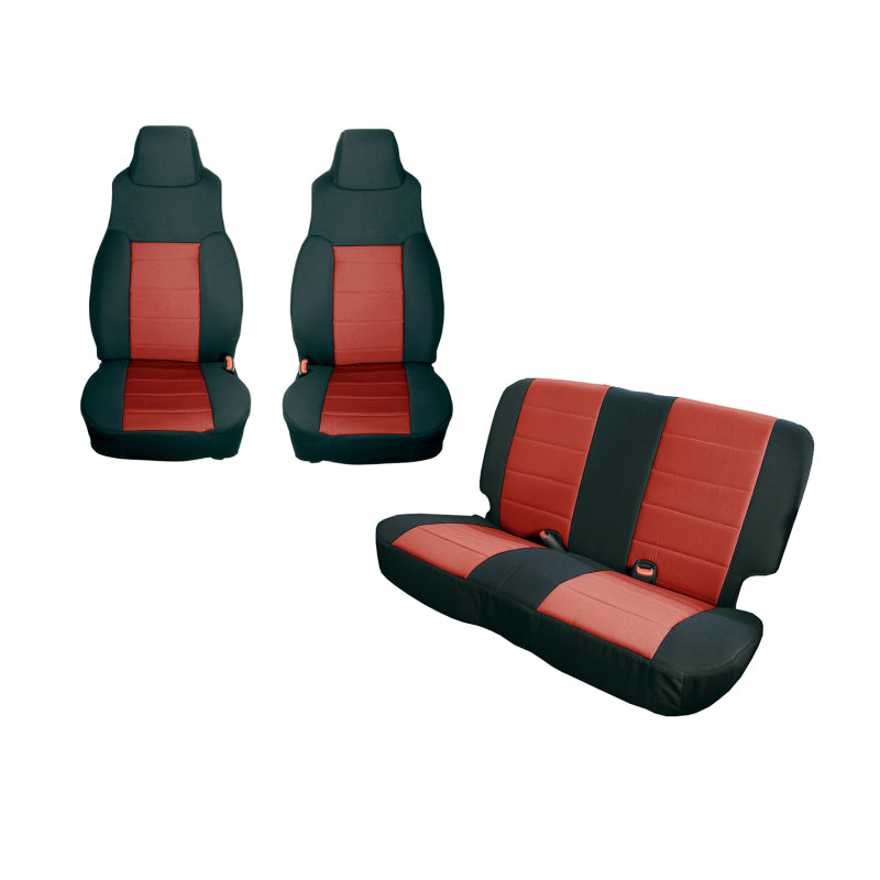 Rugged Ridge Seat Cover Kit Black/Red 97-02 Jeep Wrangler TJ Seat Covers Rugged Ridge
