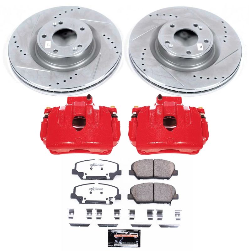 Power Stop 10-16 Hyundai Genesis Coupe Front Z26 Street Warrior Brake Kit w/Calipers Brake Kits - Performance D&S PowerStop