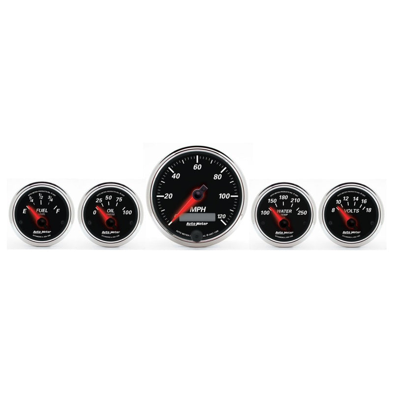 Autometer Designer Black II 3-3/8in and 2-21/16in 5 pc. Electric Speedometer Gauge Gauges AutoMeter