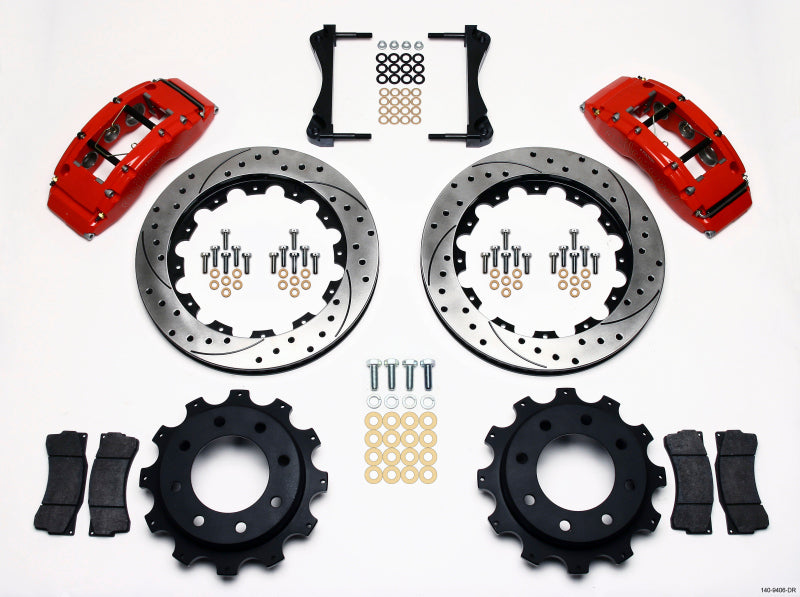 Wilwood TC6R Rear Kit 16.00in Drilled Red 1999-2010 GM Trk 2500 HD 4.84 Cntr Big Brake Kits Wilwood