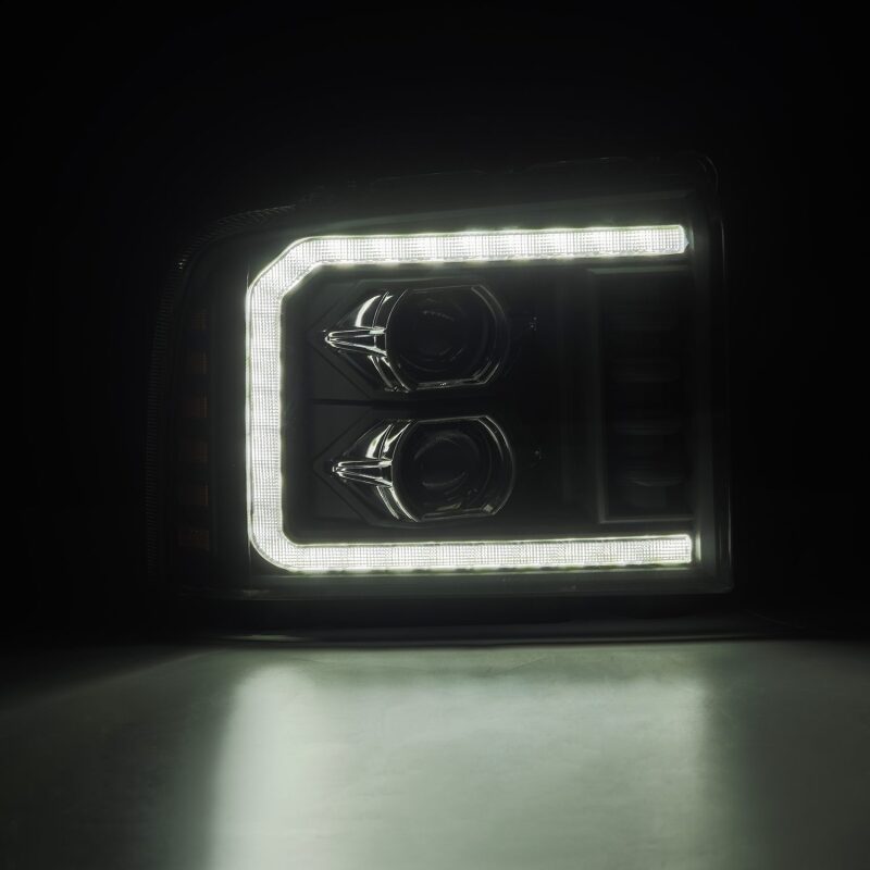 AlphaRex 05-07 Ford F250/350/450/550 Super Duty PRO-Series Proj. Headlights Blk w/Seq Sig. + SWB DRL Headlights AlphaRex