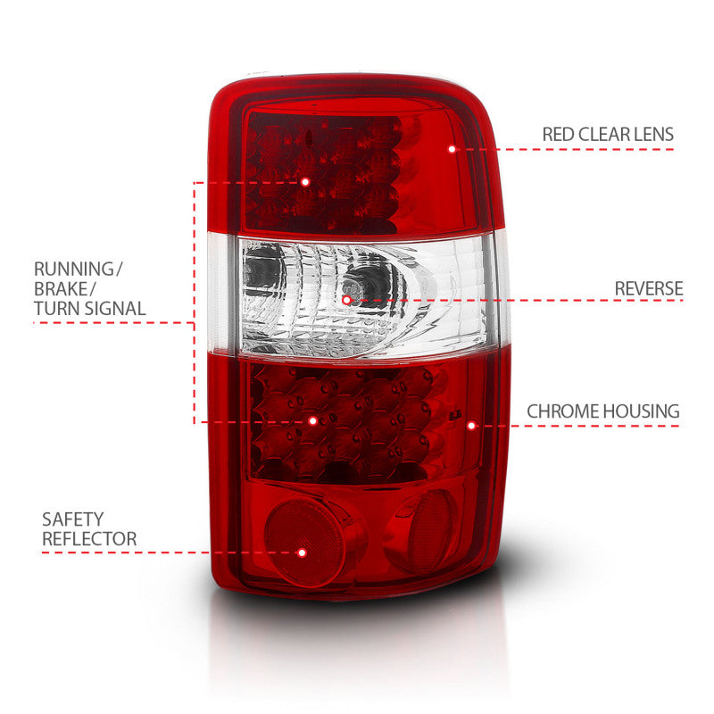 ANZO 2000-2006 Chevrolet Suburban LED Taillights Red/Clear Tail Lights ANZO
