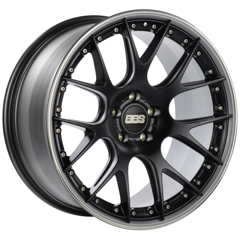 BBS CH-RII 21x10.5 5x120 ET35 Satin Black Center Platinum Lip SS Rim Prot Wheel -82mm PFS/Clip Req Wheels - Cast BBS