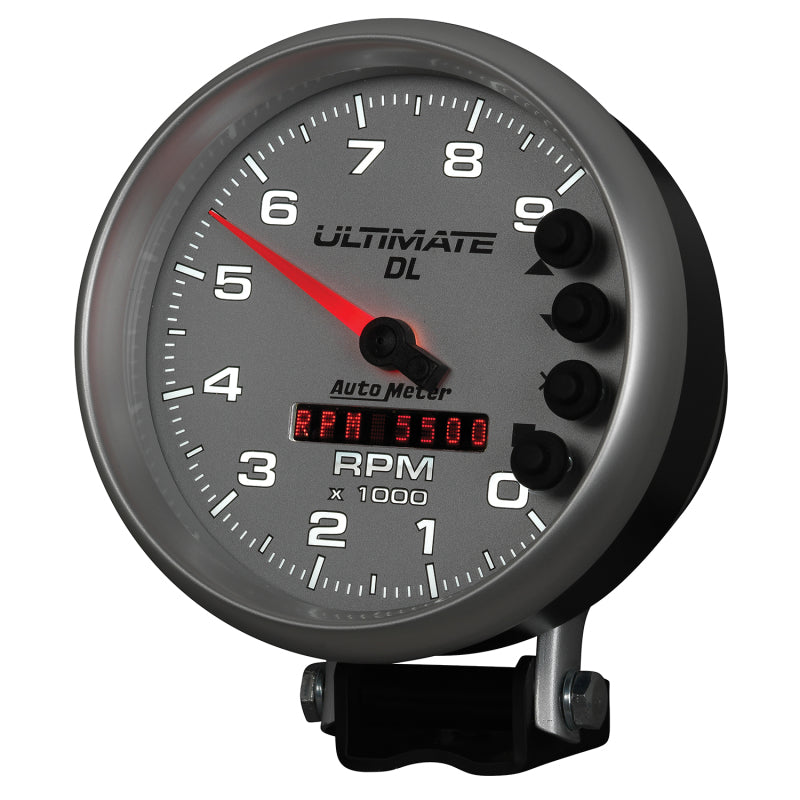 AutoMeter Gauge Tach 5in. 9K RPM Pedestal Datalogging Ultimate Dl Playback Silver Performance Monitors AutoMeter