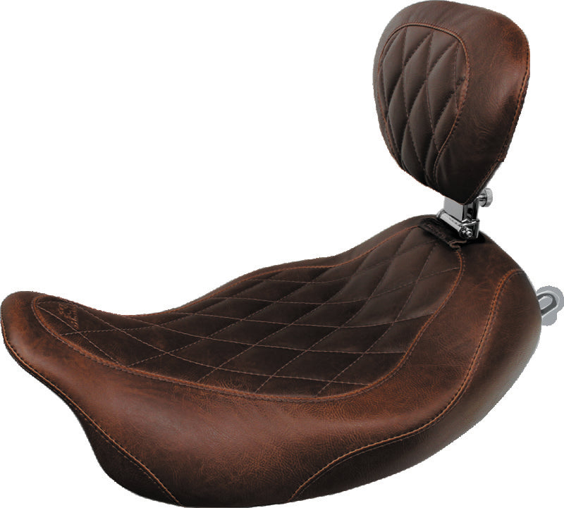 Mustang 97-07 Harley Rd King,06-07 Str Glide,00-05 Eagle Wide Tripper Solo Seat - Brown Solo Motorcycle Seats Mustang Motorcycle