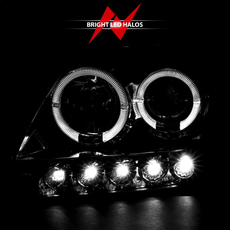 ANZO 1997.5-2003 Ford F-150 Projector Headlights w/ Halo and LED Chrome 1pc Headlights ANZO