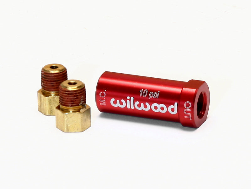 Wilwood Residual Pressure Valve - New Style w/ Fittings - 10# / Red Brake Hardware Wilwood