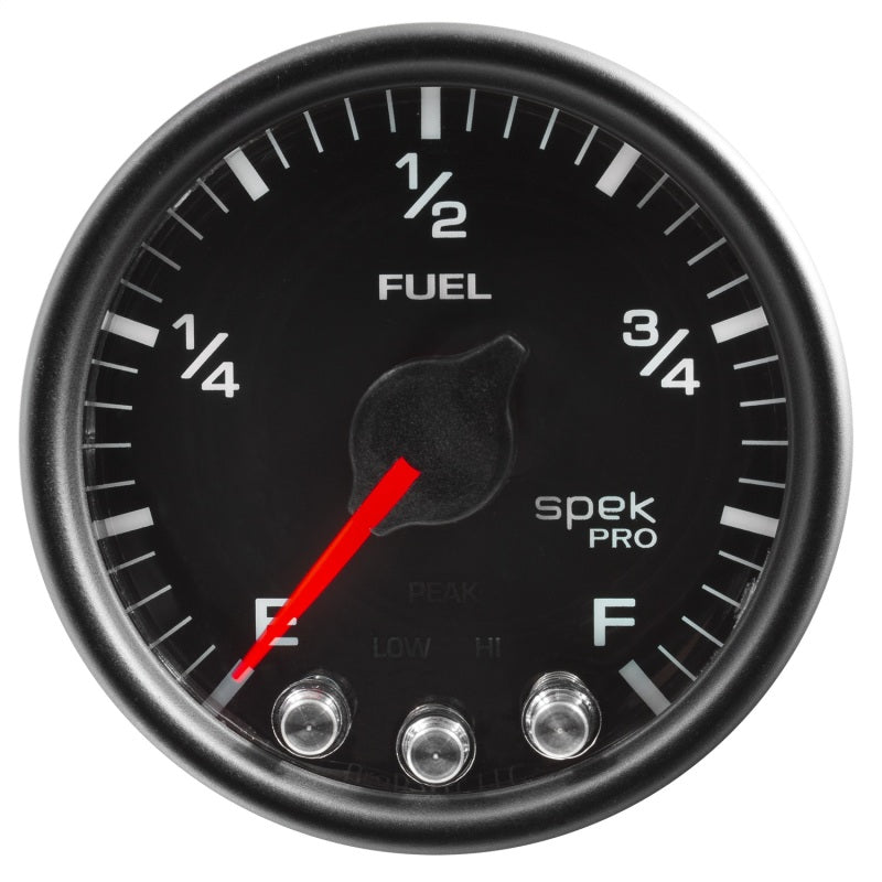 Autometer Spek-Pro Gauge Fuel Level 2 1/16in 0-270 Programmable Blk/Blk Gauges AutoMeter