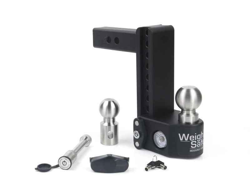 Weigh Safe 8in Drop Hitch w/Built-in Scale & 2in Shank (10K/15K GTWR) w/WS05 - Steel Hitch Ball Mounts Weigh Safe