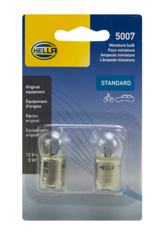 Hella Bulb 5007 12V 5W Ba15S B6 (2) Bulbs Hella