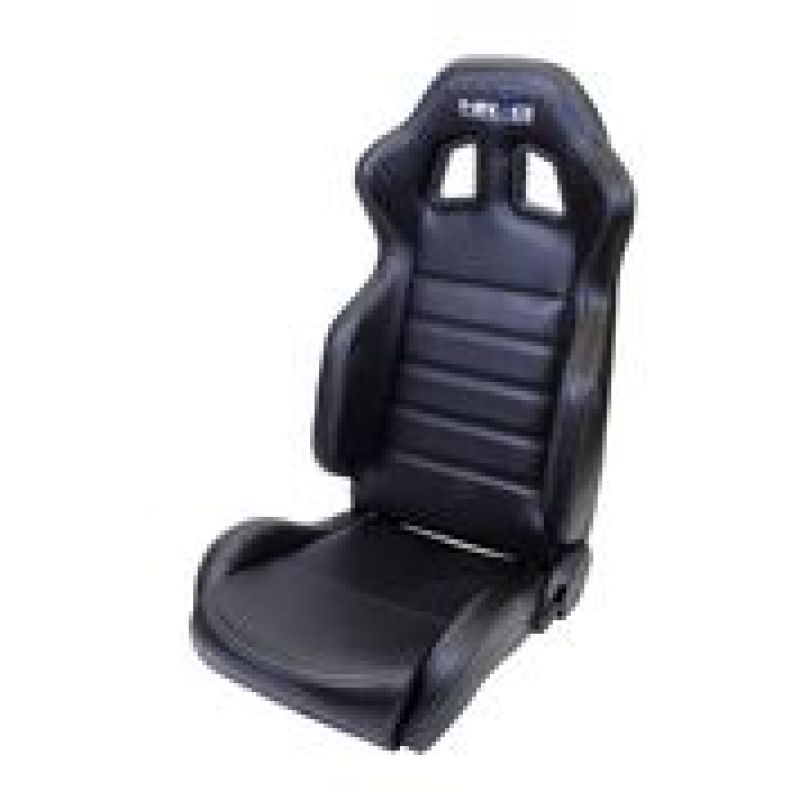 NRG Reclinable Sport Seats (Pair) PVC Leather w/NRG Logo - Black w/White Stitching Reclineable Seats NRG