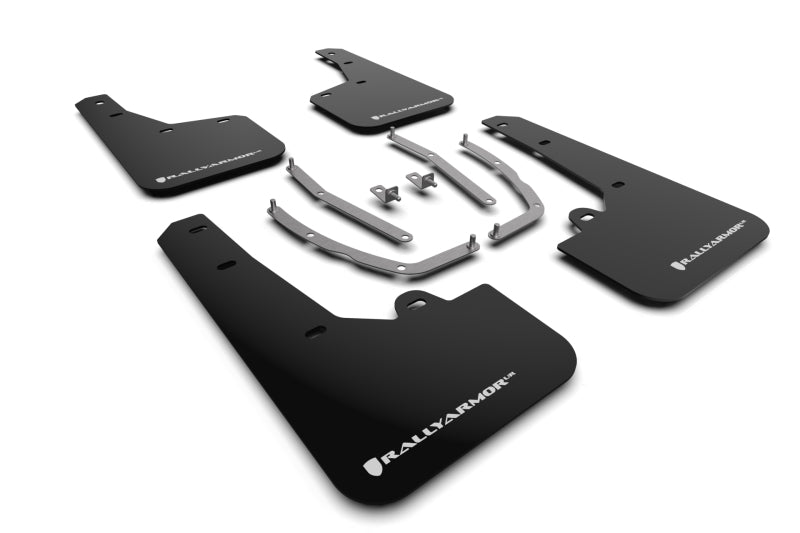 Rally Armor 22-24 Hyundai Tucson Black UR Mud Flap w/White Logo Mud Flaps Rally Armor