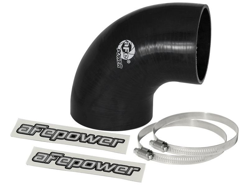 aFe Magnum FORCE CAI Univ. Silicone Reducing Coupler (4in. to 3.5in. ID) 90Deg. Elbow - Black Air Intake Components aFe
