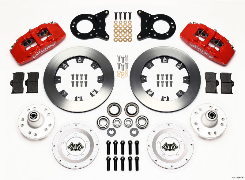 Wilwood Dynapro 6 Front Hub Kit 12.19in Red 1970-1973 Mustang Disc & Drum Spindle Big Brake Kits Wilwood