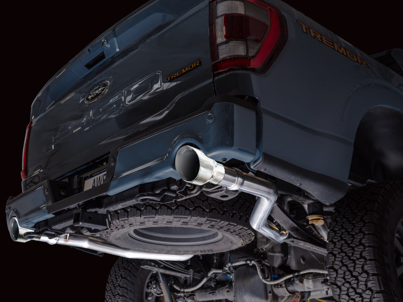 AWE Tuning 2021+ Ford F150 Tremor w/ Bumper Cutouts 0FG Resonated Cat-Back w/ Chrome Silver Tips Catback AWE Tuning