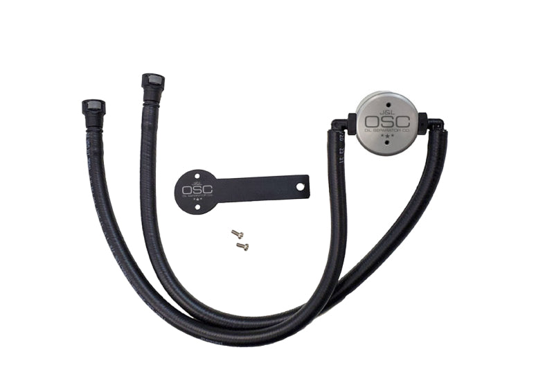J&amp;L 16-24 Chevrolet Camaro LT1 6.2L Drivers Side Oil Separator 3.0 - Clear Anodized Oil Separators J&L