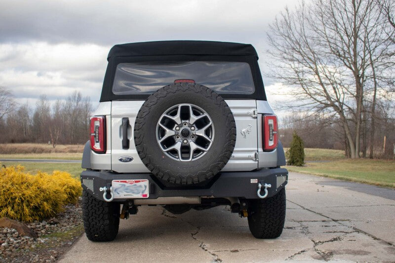 Fishbone Offroad 2021+ Ford Bronco Rear Bumper - Black Bumpers - Steel Fishbone Offroad