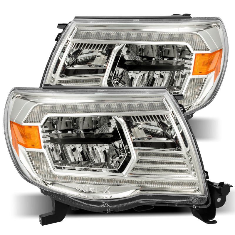 AlphaRex 05-11 Toyota Tacoma LUXX Crystal Headlights Plank Style Chrome w/Activation Light/DRL Headlights AlphaRex