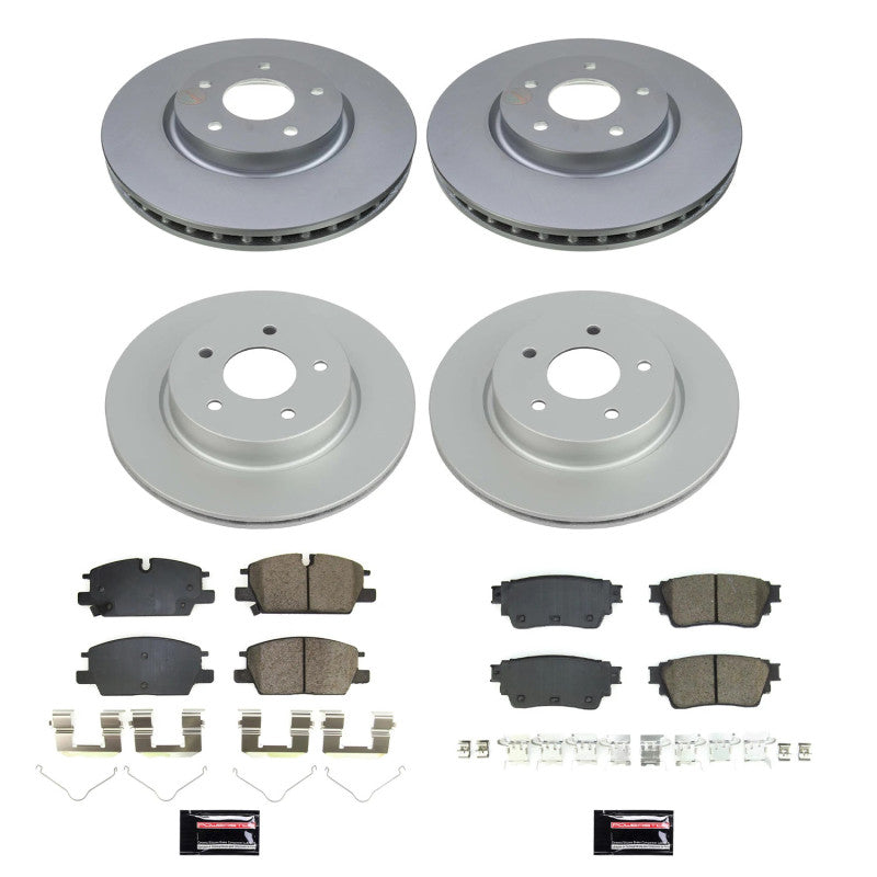 Power Stop 2021 Nissan Rogue Front & Rear Z17 Coated Brake Kit Brake Kits - Performance Blank PowerStop