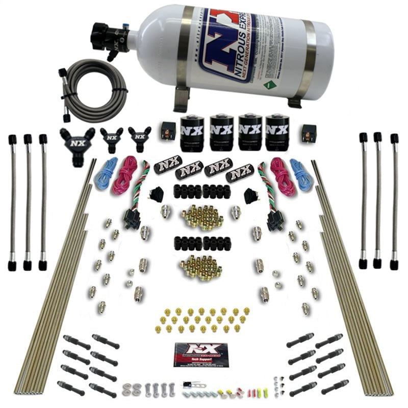 Nitrous Express 8 Cyl Dry Direct Port Dual Stage 4 Solenoids Nitrous Kit (200-600HP) w/10lb Bottle Nitrous Systems Nitrous Express