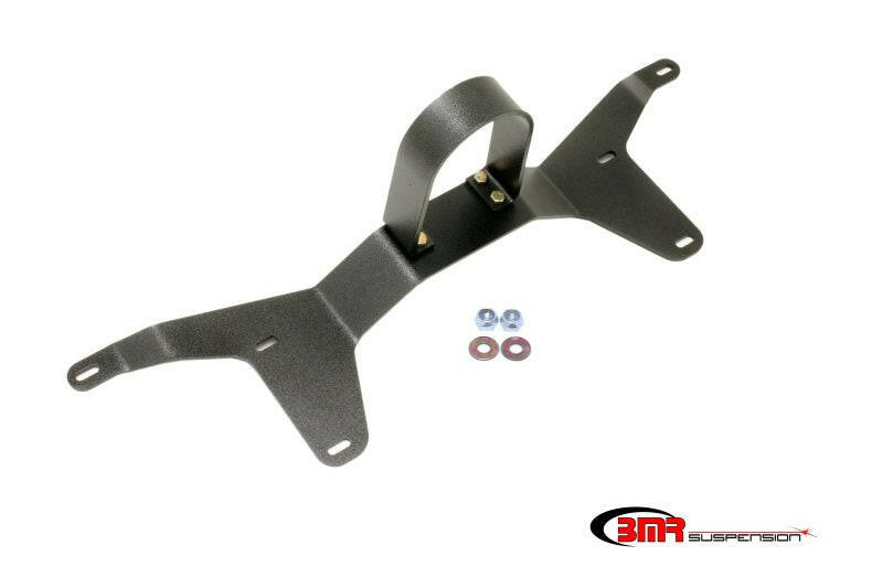 BMR 05-14 S197 Mustang Rear Tunnel Brace w/ Rear Driveshaft Safety Loop - Black Hammertone Chassis Bracing BMR Suspension