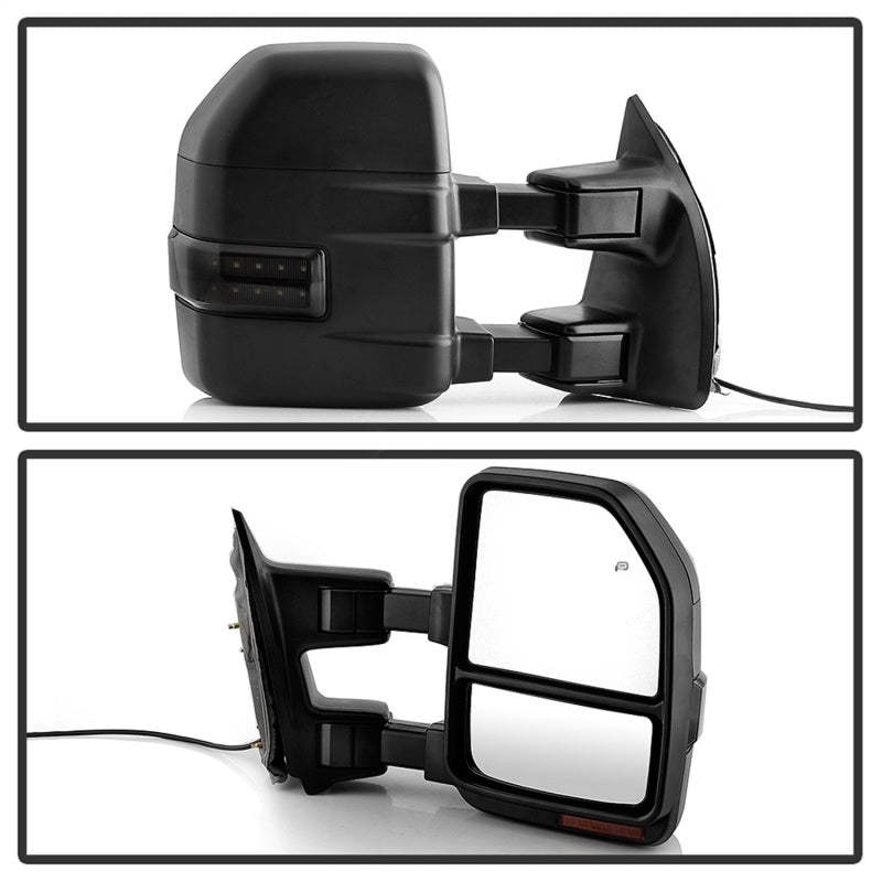 xTune 99-07 Ford SuperDuty Heated LED Telescoping Pwr Mirrors-Smk (Pair) (MIR-FDSD99S-G4-PW-RSM-SET) Side Mirrors SPYDER