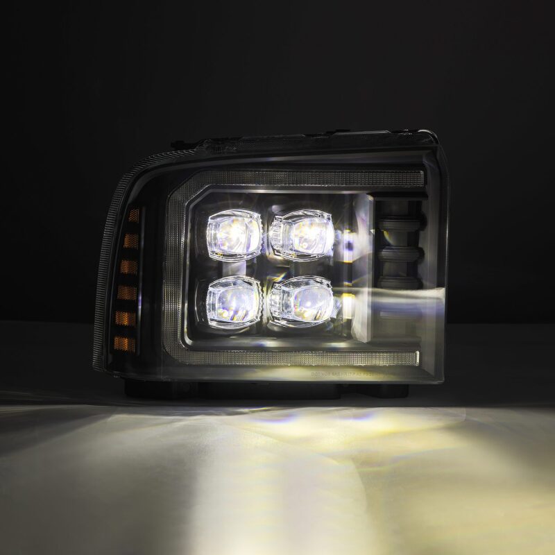 AlphaRex 05-07 Ford F250/350/450/550 Super Duty NOVA LED Proj HL Blk w/Actv Light & Seq Sig + SB DRL Headlights AlphaRex