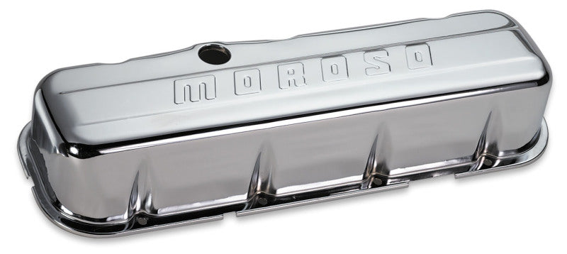 Moroso Chevrolet Big Block Valve Cover - w/o Baffles - Stamped Steel Chrome Plated - Pair Valve Covers Moroso
