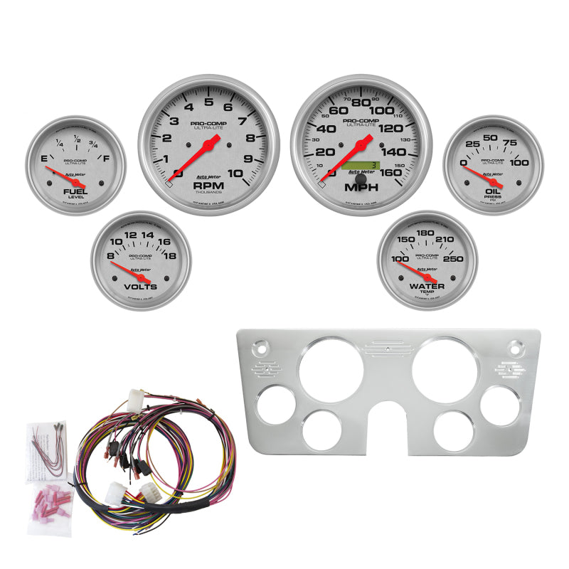 Autometer Ultra-Lite 67-72 Chevy Truck Dash Kit 6pc Tach / MPH / Temp / Oil / Volt Gauges AutoMeter