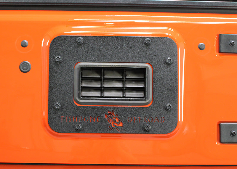Fishbone Offroad 07-18 Jeep Wrangler JK Aluminum Tailgate Plate - Black Textured Powercoat Tailgate Accessories Fishbone Offroad