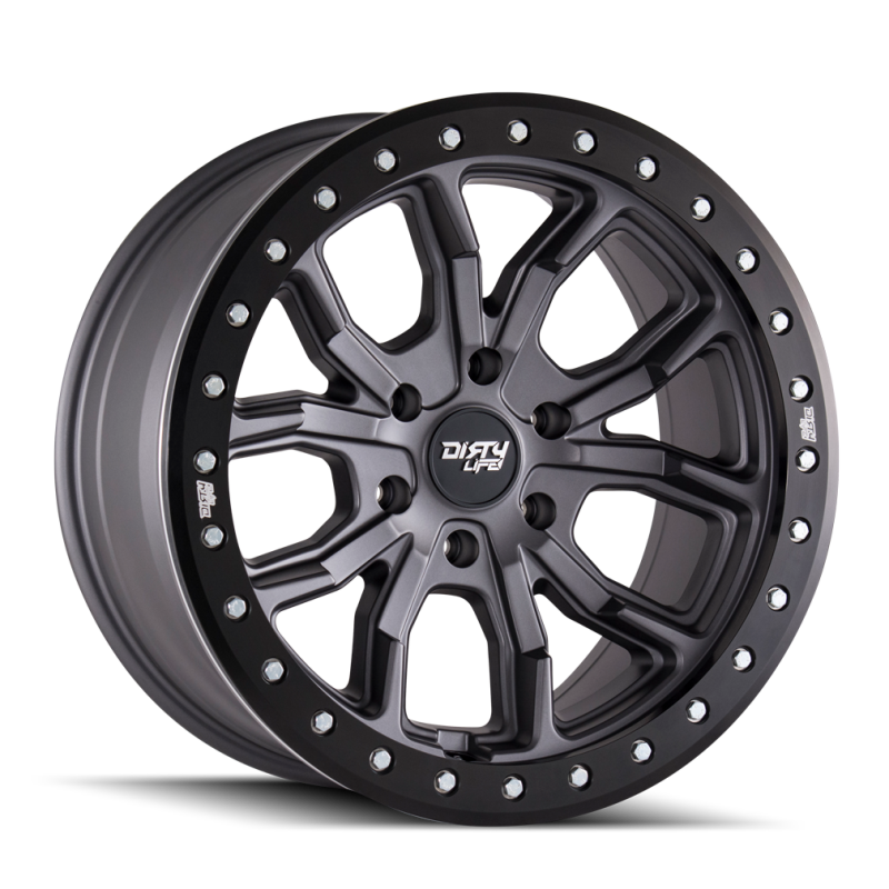 Dirty Life 9303 DT-1 17x9/6x139.7 BP/-12mm Offset/106mm Hub Matte Gunmetal Wheel - Beadlock Wheels - Cast Dirty Life